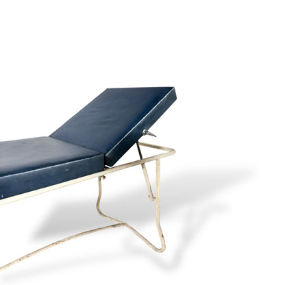 Mid-Century Modern Streamline Adjustable Chaise Lounge – Royal Blue Vinyl & Chrome