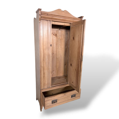 Antique Pine Single Door Wardrobe – Mirrored