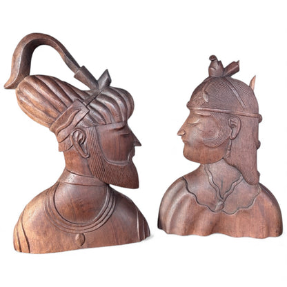 Ottoman Empire Busts - Hand Carved Wooden Sculptures | Mid Century Decor