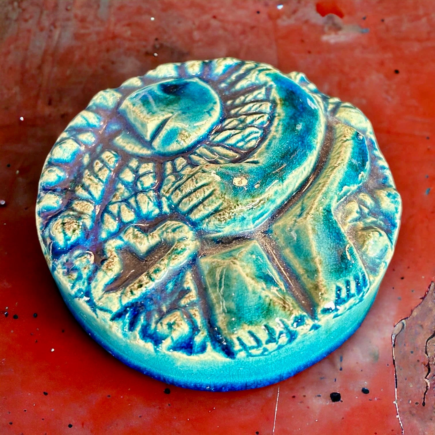 Mid Century Brutalist Ceramic Bird Paperweight by Henk Tieman | Dutch Studio Pottery