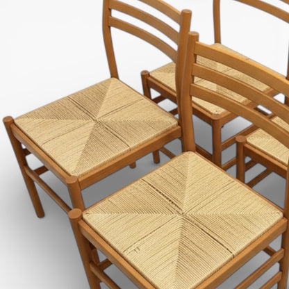 Italian Beech Dining Chairs – Set of Two Vintage Ladder Back Chairs