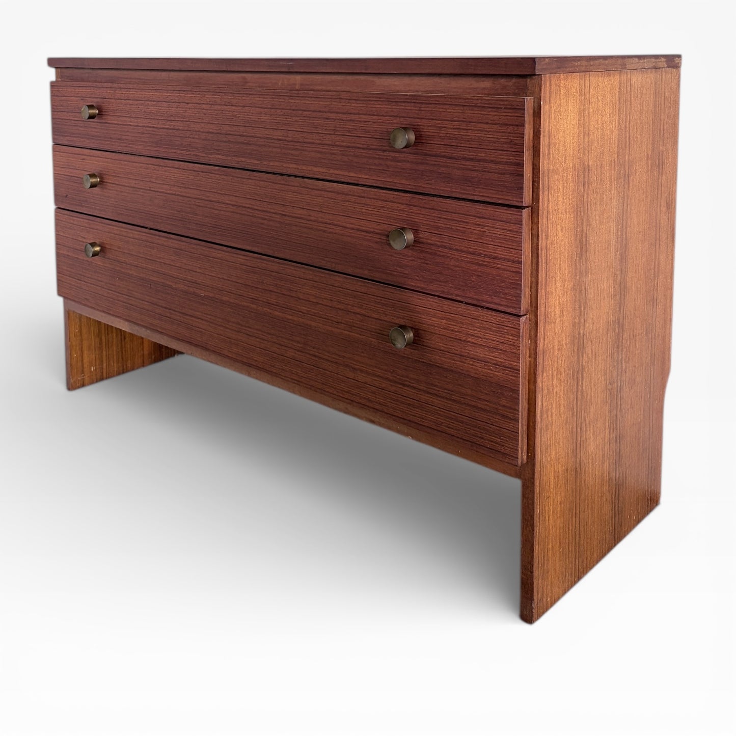 Mid-Century Teak Dresser | Vintage Meredew Chest with Brass Drawer Pulls