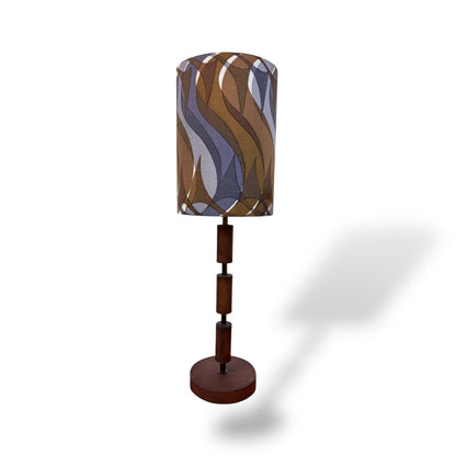 Vintage Leather & Teak-Style Table Lamp with Handmade Shade by Lightfandango — view 2