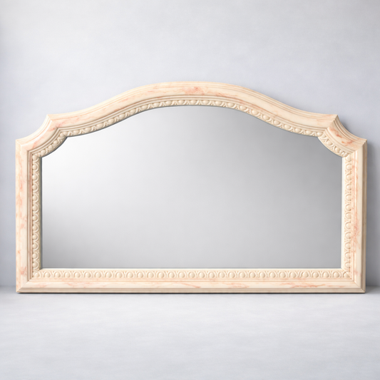 Vintage Onyx Effect Overmantel Mirror with Scalloped Shell Edge