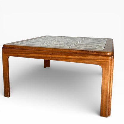 Vintage Teak Coffee Table – Mid Century Modern Square Ceramic Tiled Top