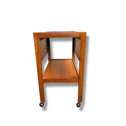 Vintage Teak Drop-Leaf Drinks Trolley on Castors | Mid-Century Bar Cart
