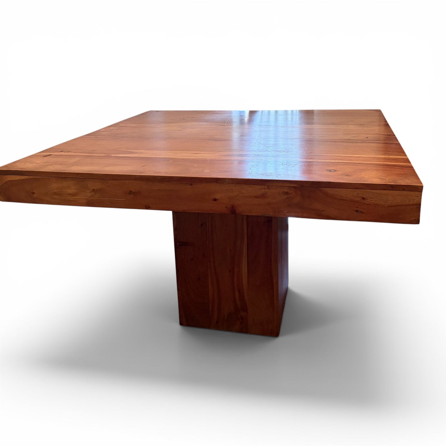 Vintage Solid Mango Wood Square Pedestal Dining Table