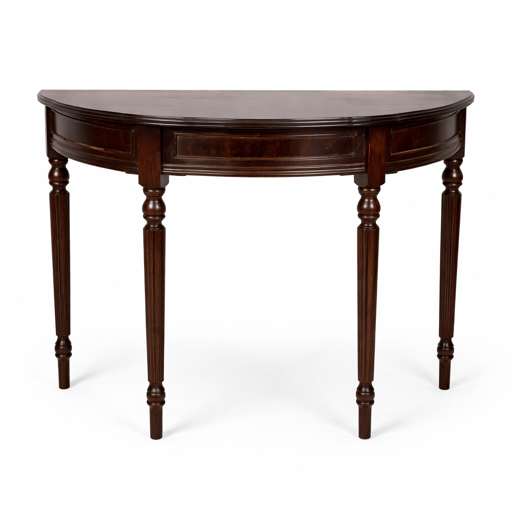 Vintage Mahogany Demi-Lune Hallway Table with Drawer