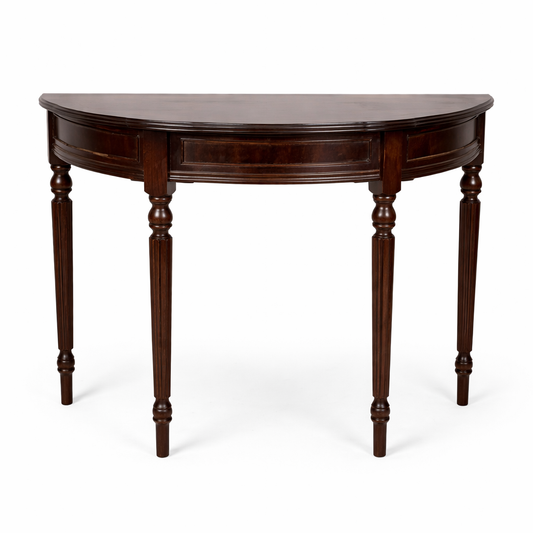 Vintage Mahogany Demi-Lune Hallway Table with Drawer