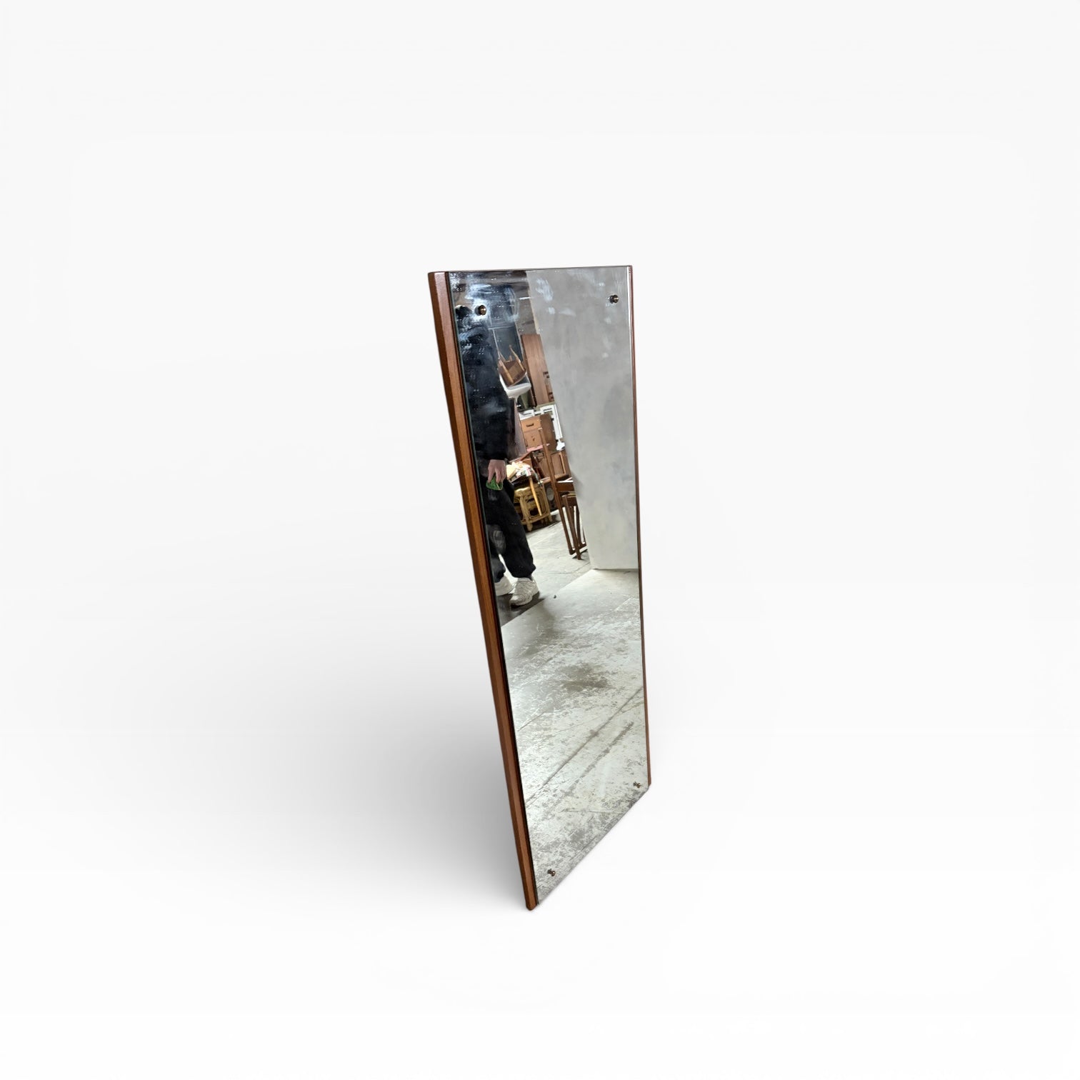 Mid Century Vintage Teak Long Framed Mirror — view 7