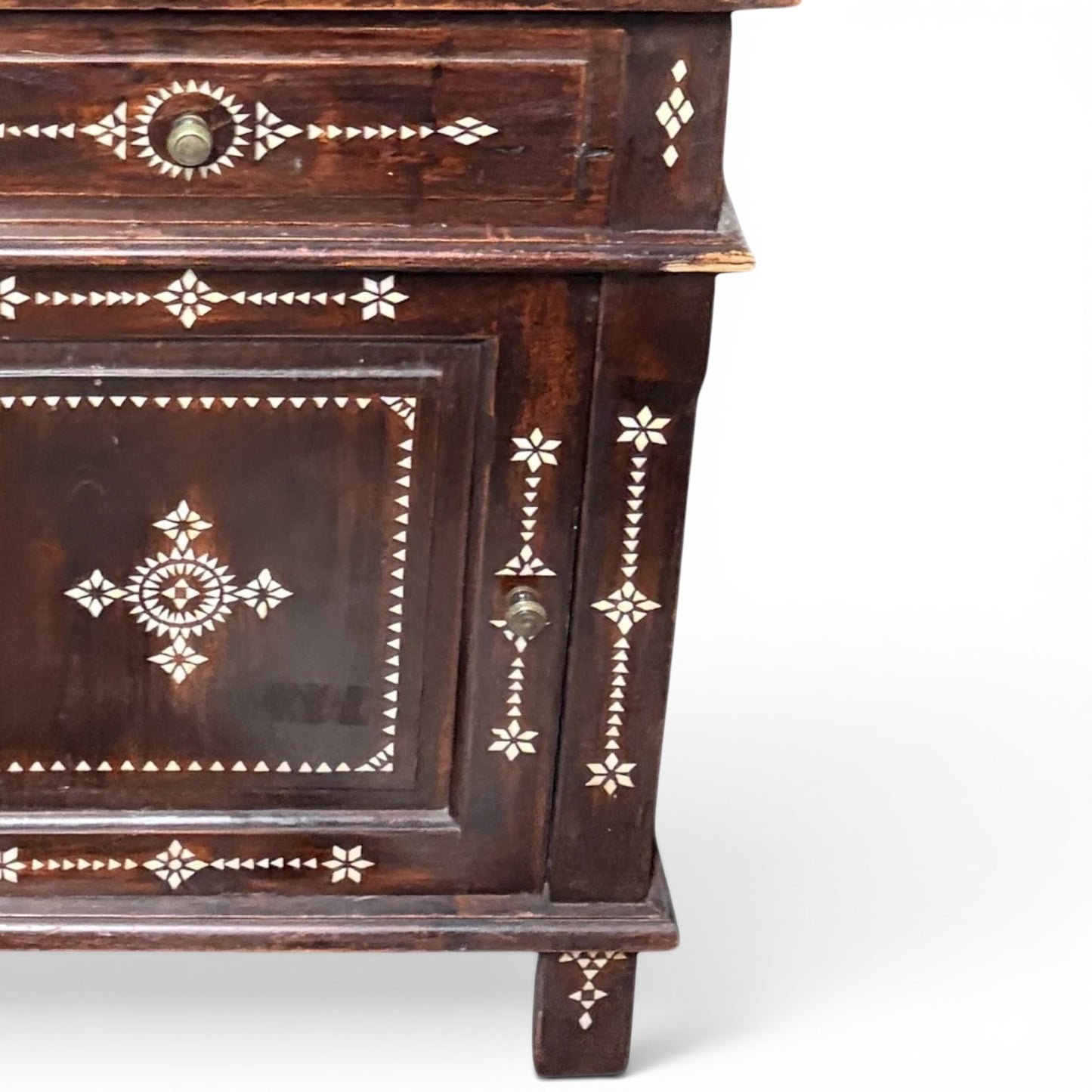 19th Century Syrian Mother of Pearl Inlaid Cabinet in Solid Mahogany