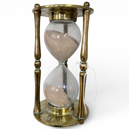 Vintage Brass Hourglass – Solid Father Time Timer with Zodiac & Roman Numerals