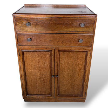 Vintage Arts and Crafts Oak Pantry Cabinet with Drawers
