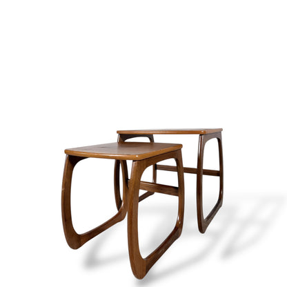 Mid Century Vintage Nathan Teak Curved Nest of Tables