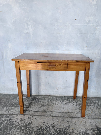 Vintage Compact Pine Writing Desk with Drawer