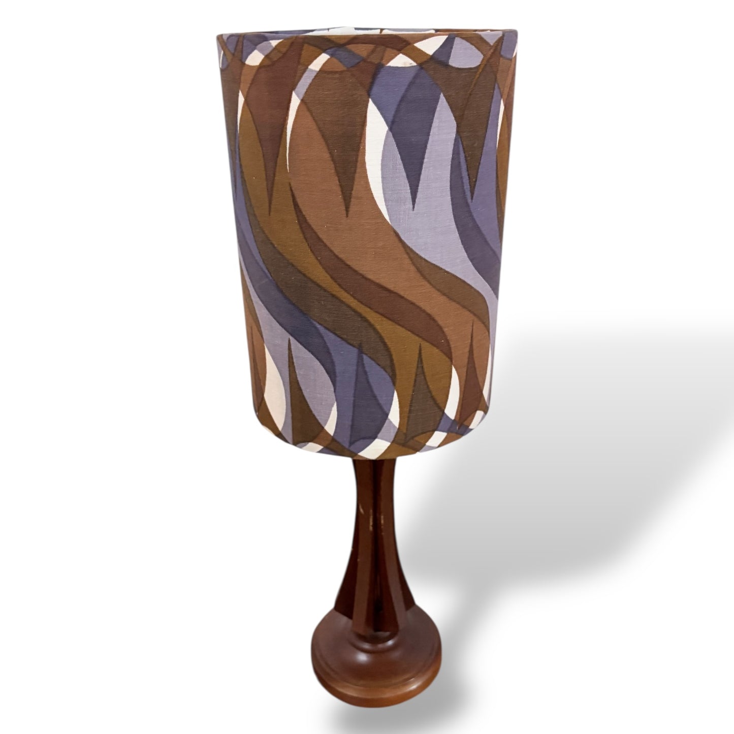 Vintage Teak Table Lamp with Elizabeth Armstrong Sigma Fabric for Hull Traders by Lightfandango