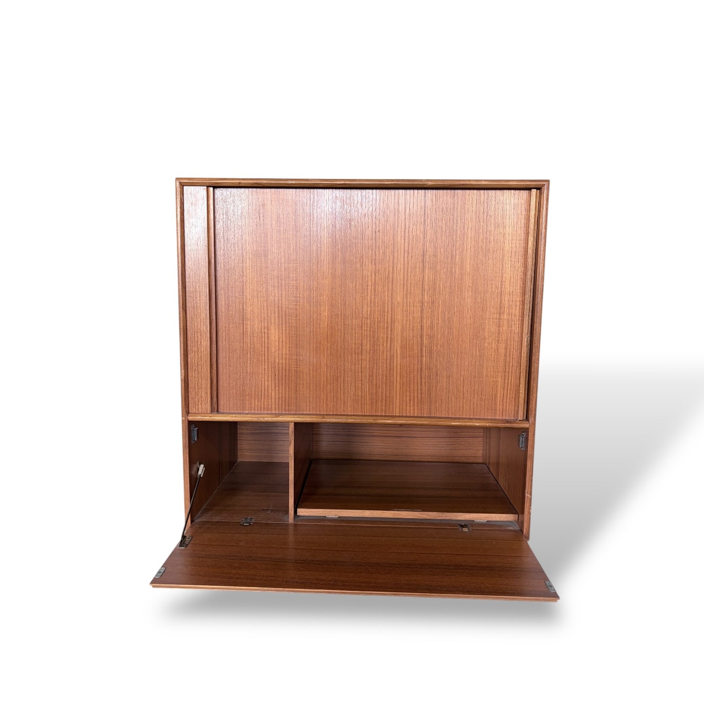 Danish Tambour Door Teak Media Unit / Storage Cabinet