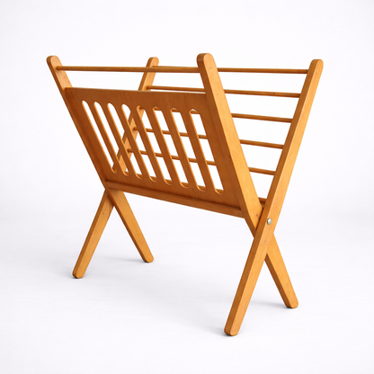 Mid Century Dutch Beech Folding Magazine Rack by Cees Braakman