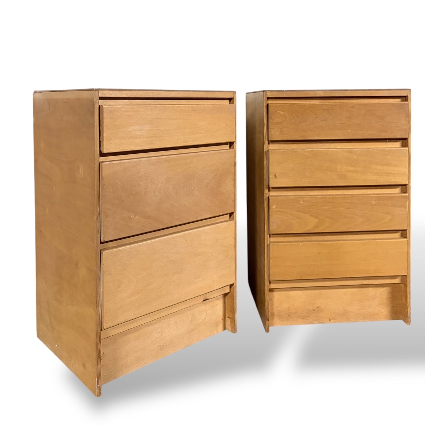 Vintage Charter Furniture Blonde Oak Bedside Cabinets – Mismatched Pair