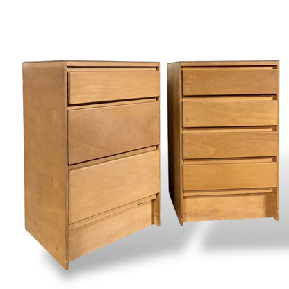 Vintage Charter Furniture Blonde Oak Bedside Cabinets – Mismatched Pair