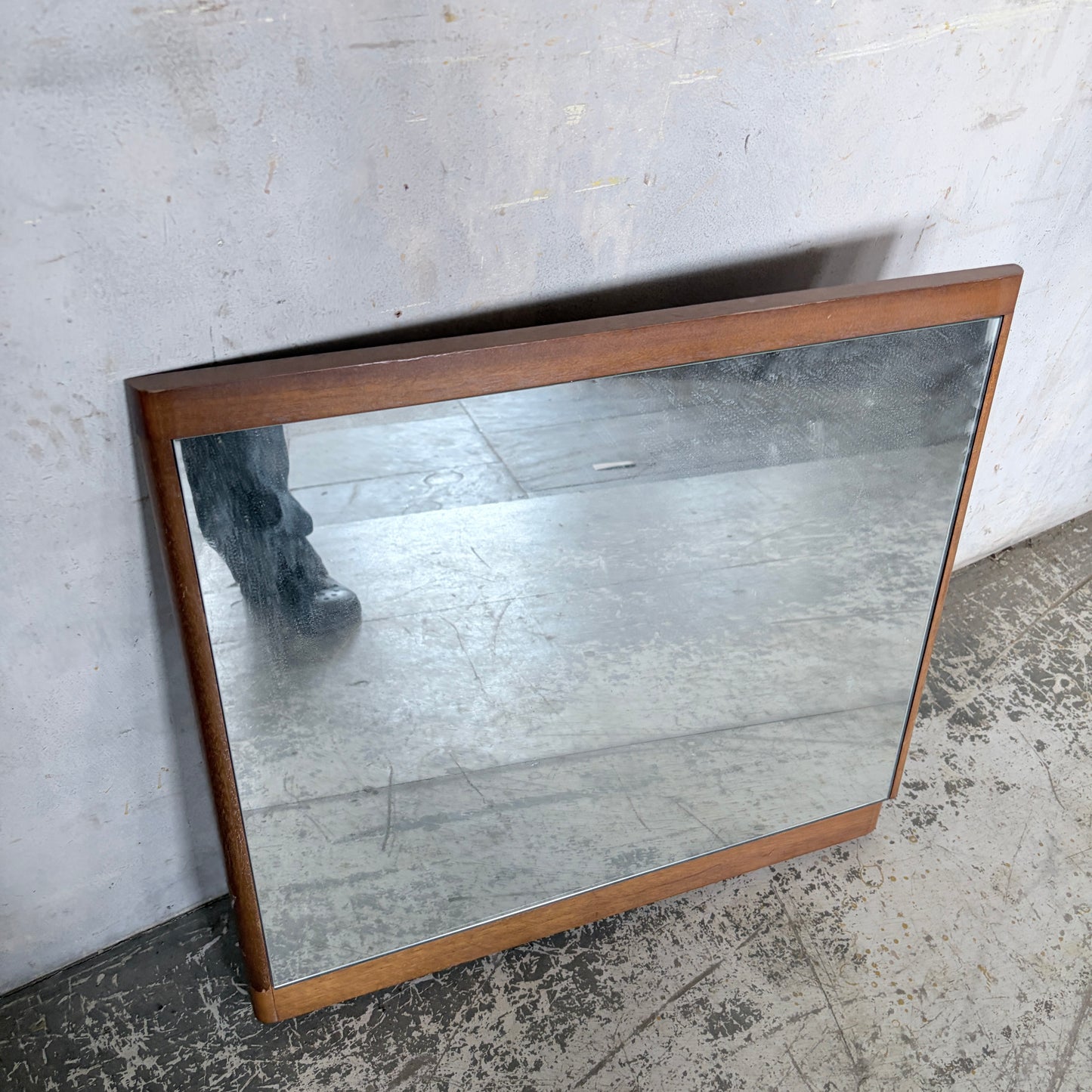 Mid Century Danish Style Teak Square Mirror