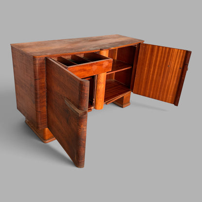 Art Deco Walnut Sideboard by Talent | Bakelite Handles | 1930s Vintage Cabinet