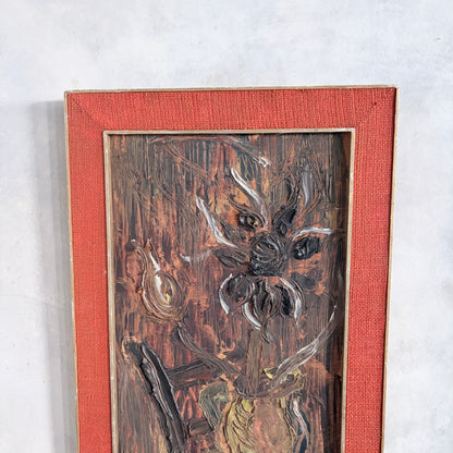1966 Mid Century Brutalist Expressionist Oil Painting – Heavy Impasto Still Life – C. Bradshaw