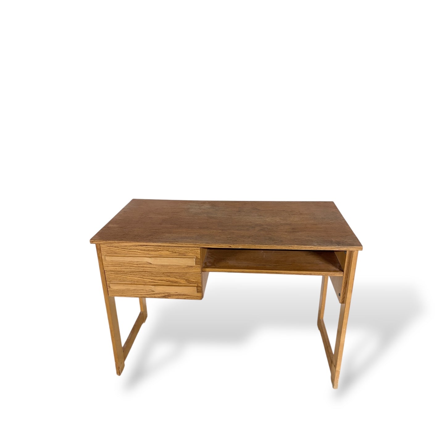 Vintage Oak & Pine Compact Desk – Mid Century Style Writing Desk with Storage