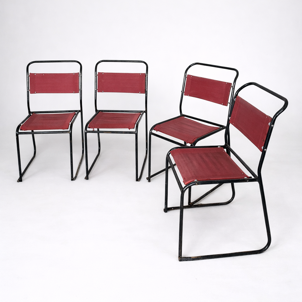 1960s Tubular Metal Dining Chairs – Set of Four