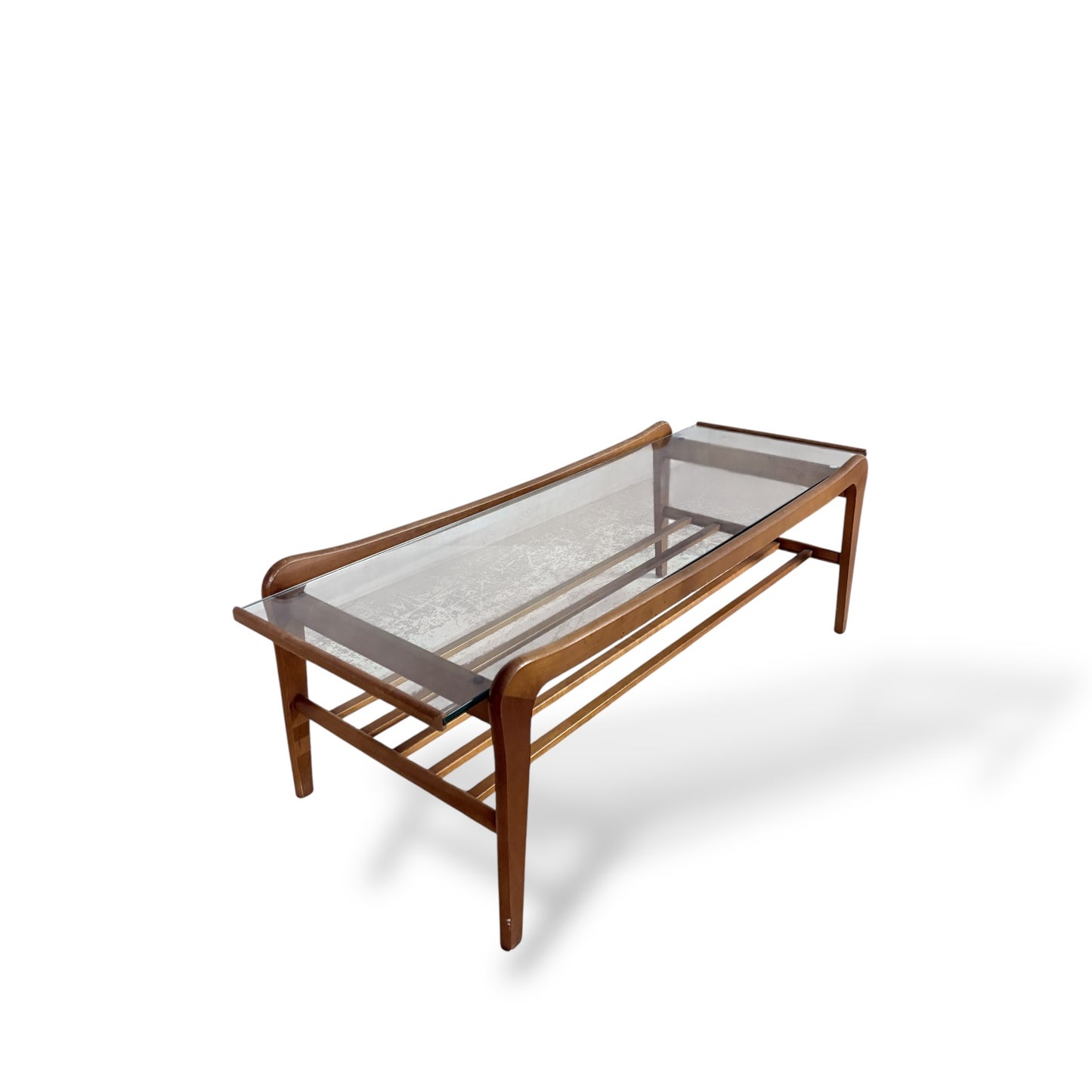 G Plan Glass and Teak Curved Coffee Table — view 5