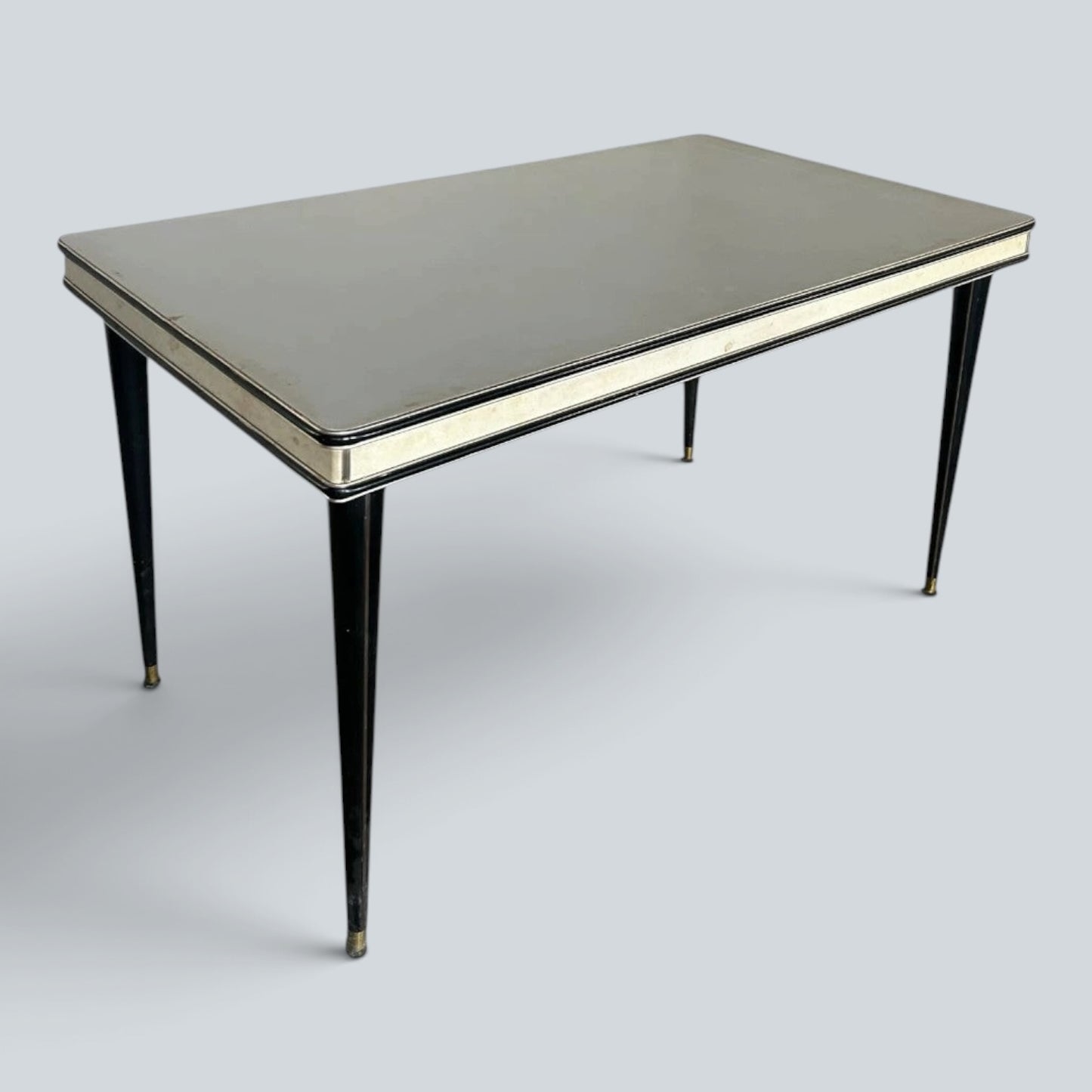 Mid Century Italian Umberto Mascagni Dining Table | Space Age Ebonised & Silver Dining Table