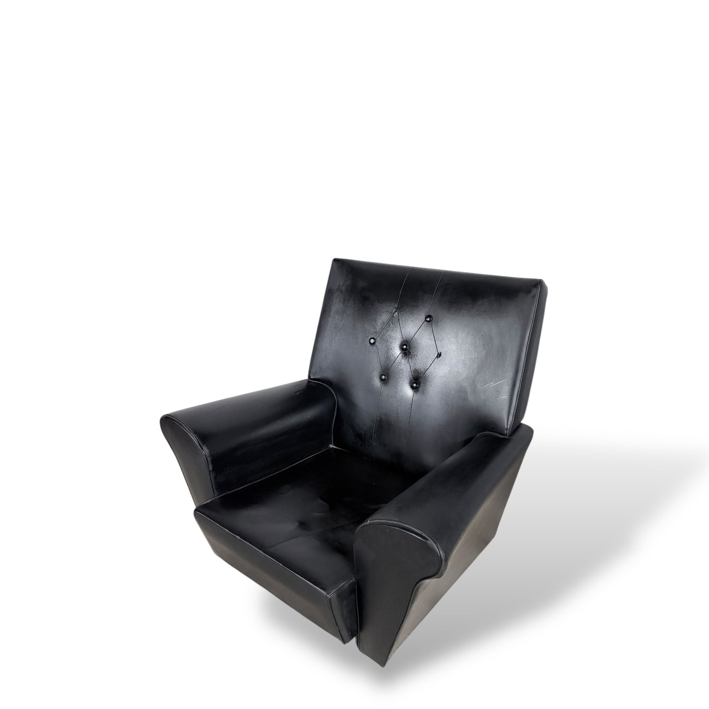 Black Leather Wingback Armchair – Mid-Century Style