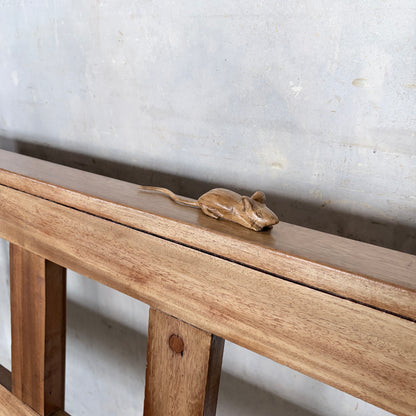 1950s Yorkshire Oak & Pine Church Pew Bench with Hand-Carved Mouse | Mouseman Inspired