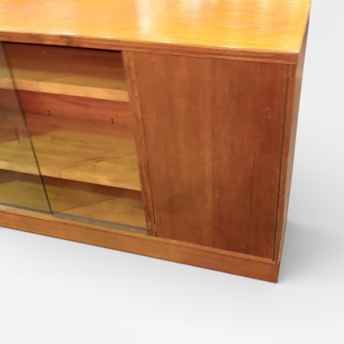 Mid Century Teak Sideboard – Vintage Storage Cabinet with Glazed Display