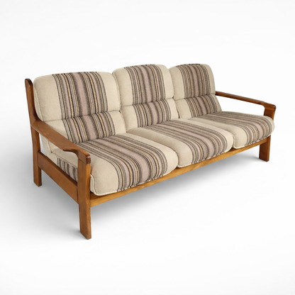 Mid-Century Danish Beech Three-Seater Sofa