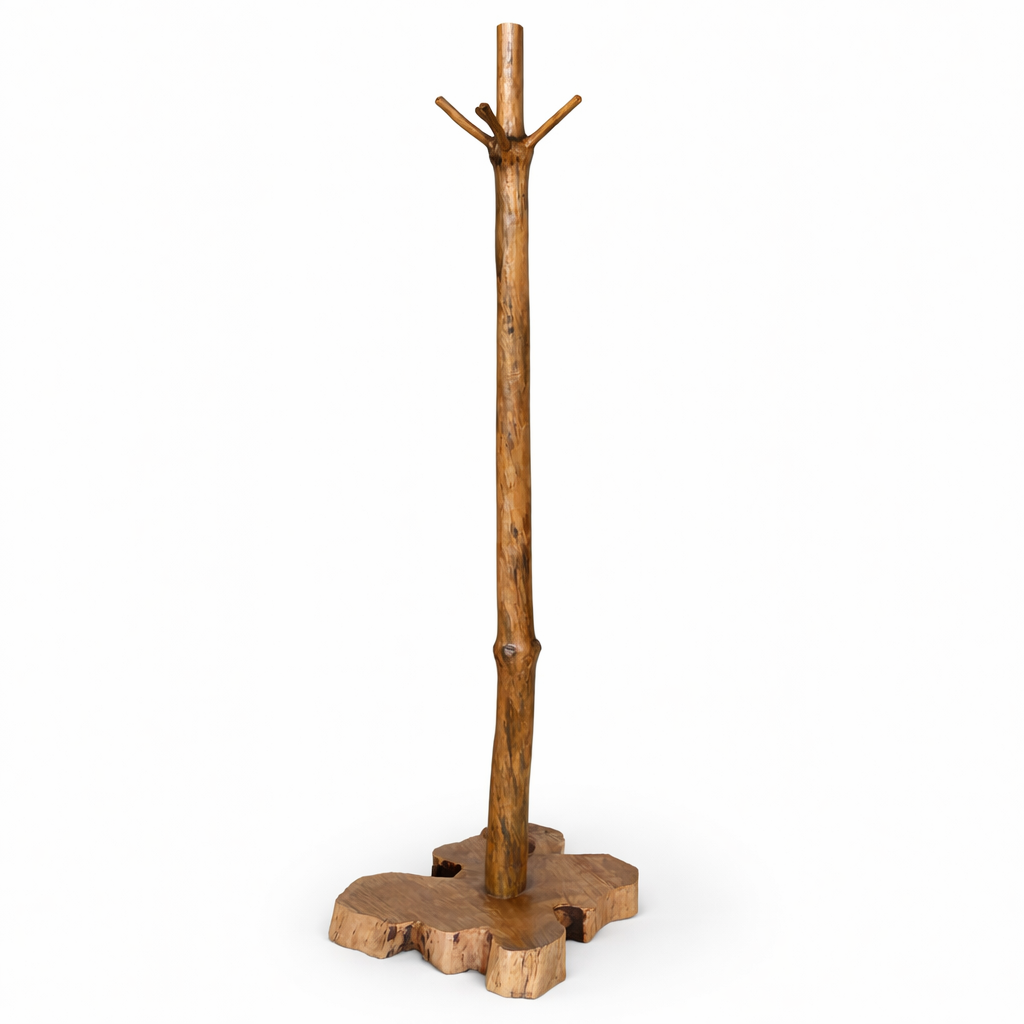 Live Edge Solid Wood Coat Stand – Rustic Tree Trunk Design