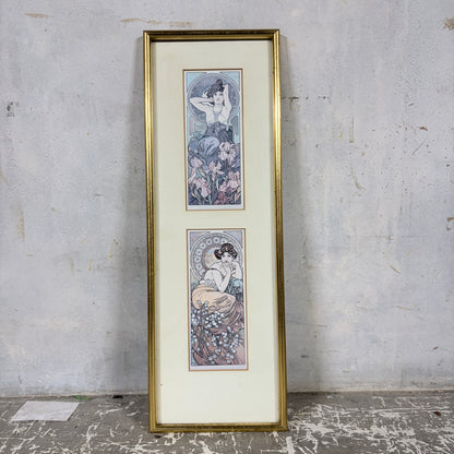 Alphonse Mucha “Topaz & Amethyst” Framed Prints – Art Nouveau Double Panel Wall Art