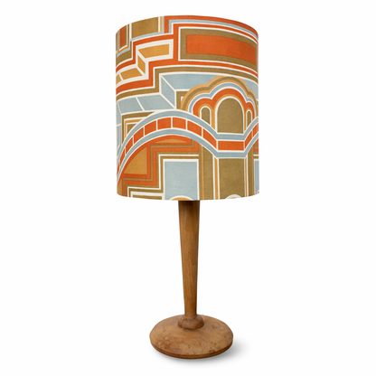 Mid-Century Wooden Table Lamp with Handmade Geometric Shade by Lightfandango