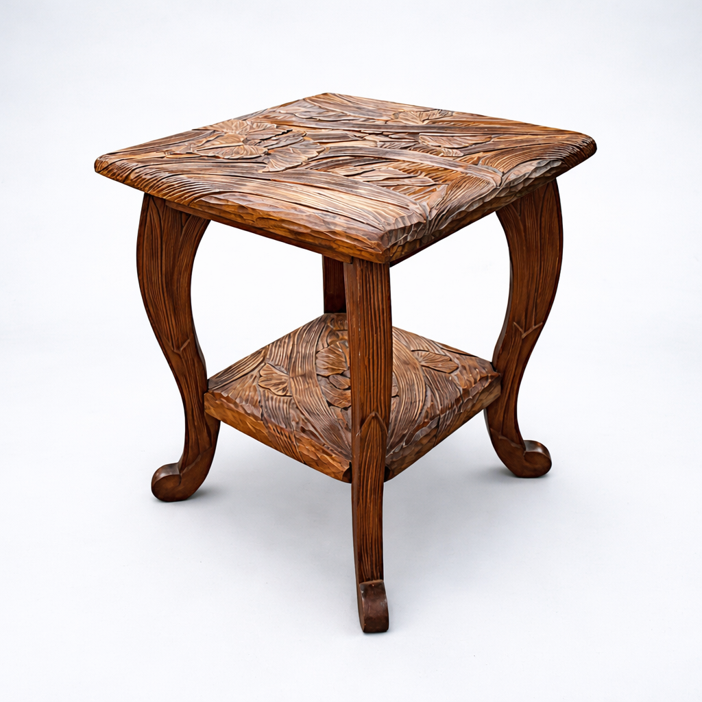 Liberty of London Antique Japanese Carved Fruitwood Side Table