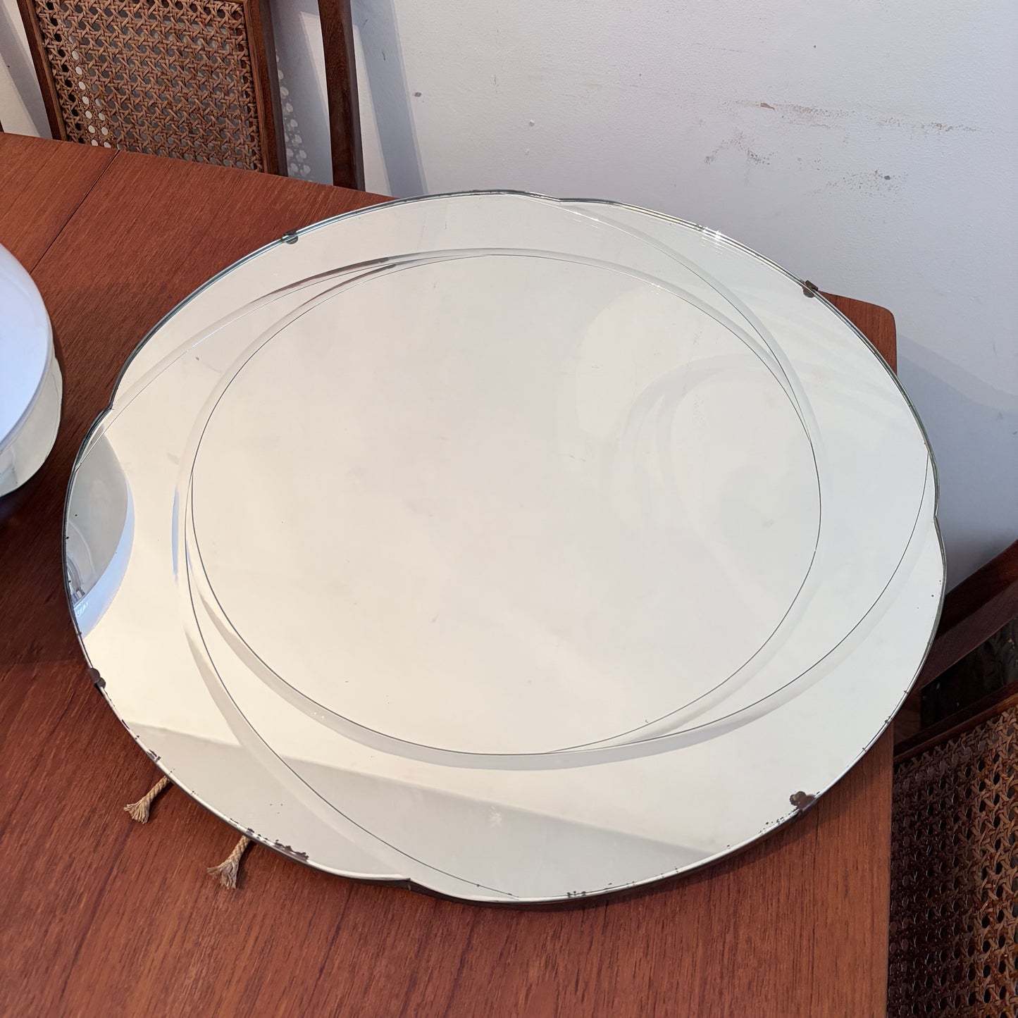 Art Deco Revival Hollywood Regency Layered Circular Wall Mirror | Bevelled