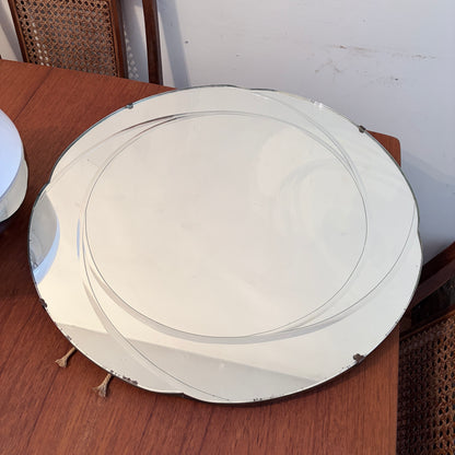Art Deco Revival Hollywood Regency Layered Circular Wall Mirror | Bevelled