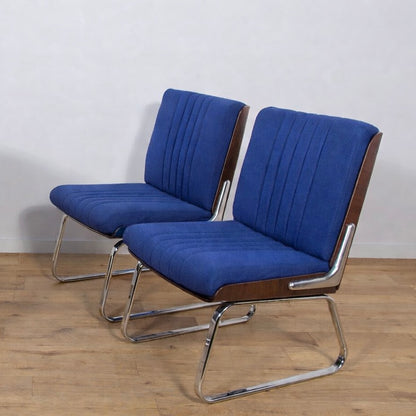 Pair of Mid-Century Chrome & Rosewood Dining Chairs by Gordon Russell for Verco