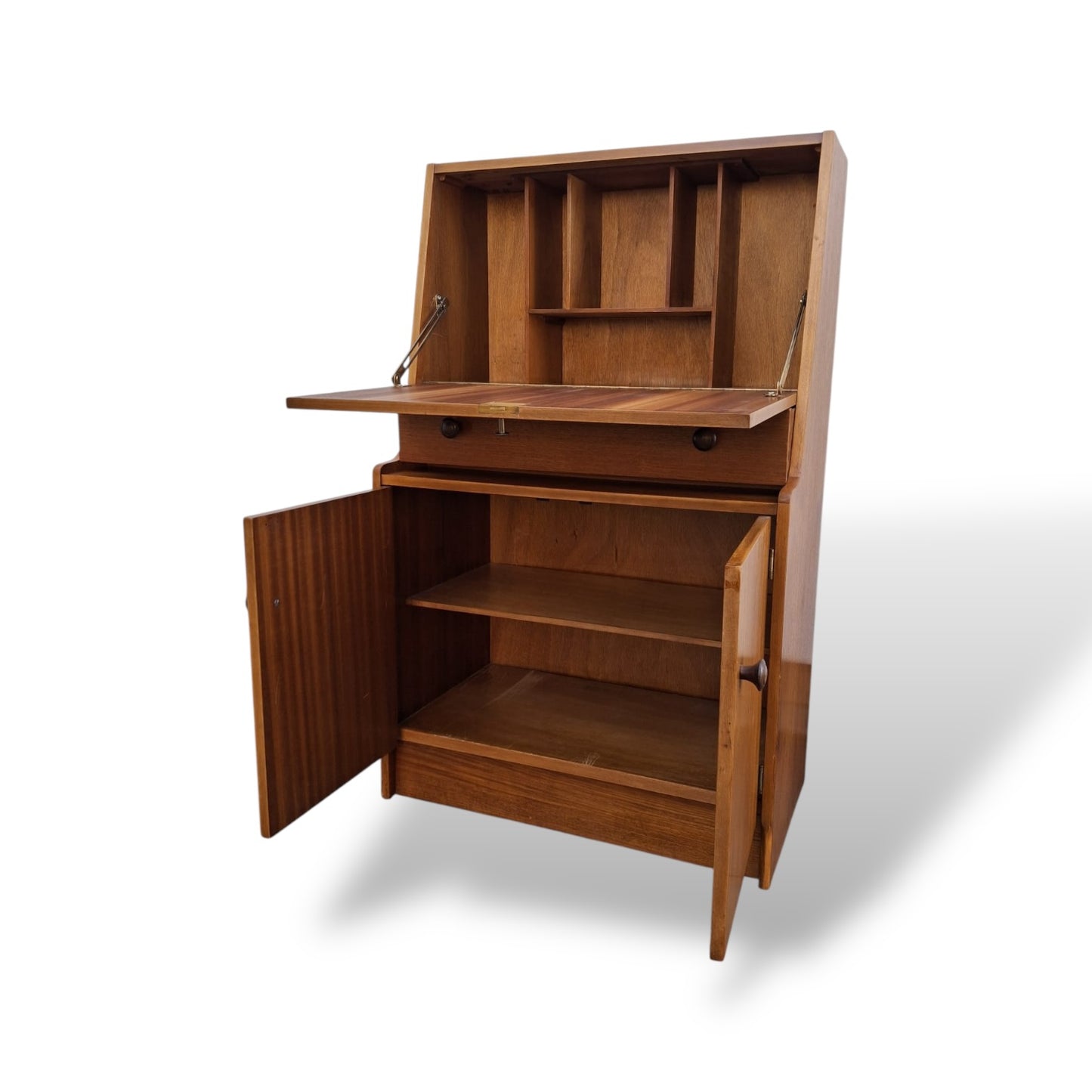 Mid Century Remploy Teak Writing Bureau / Compact Fall Front Desk