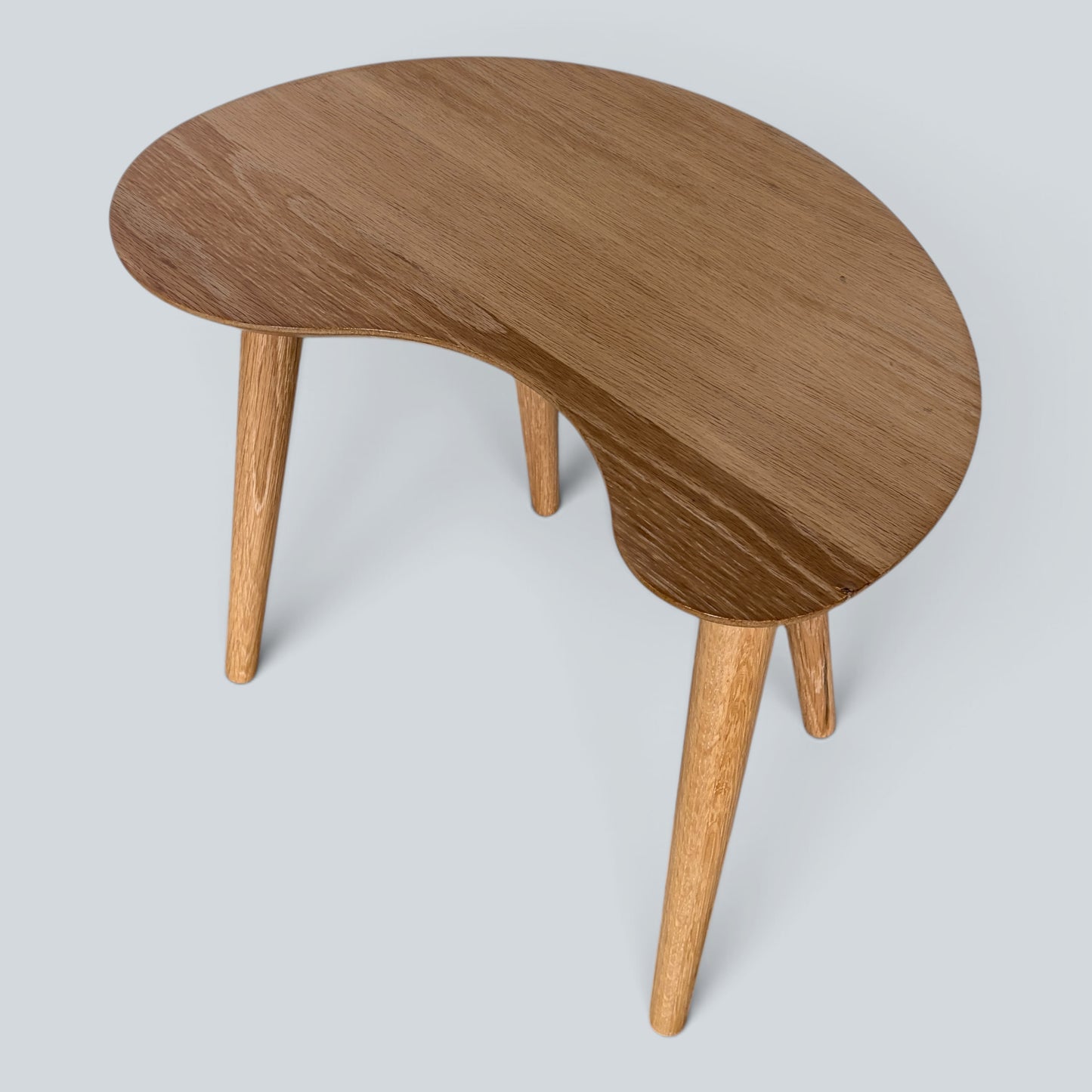 Mid Century Kidney Bean Oak Coffee Table Sculptural Organic Occasional Table