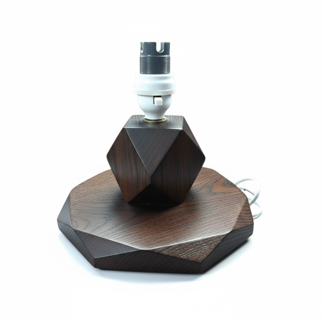 Antique Oak Table Lamp – Arts and Crafts Solid Oak Lighting by Heal’s of London