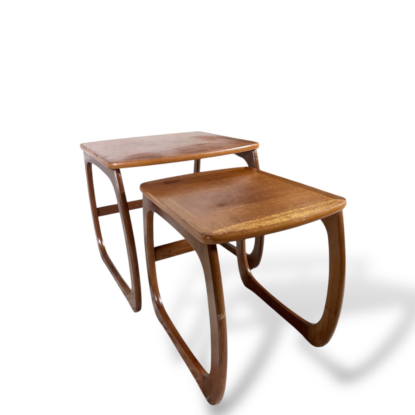 Mid Century Vintage Nathan Teak Curved Nest of Tables
