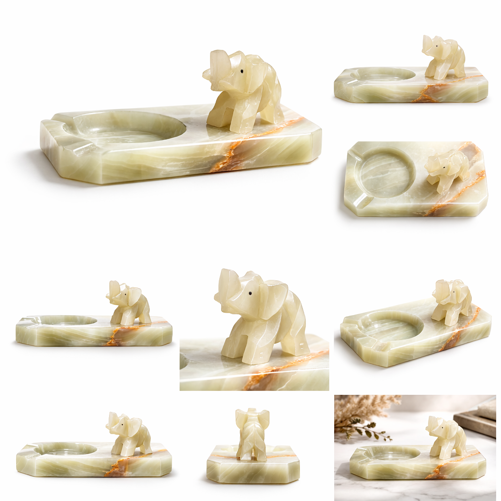 Vintage Onyx Elephant Ashtray