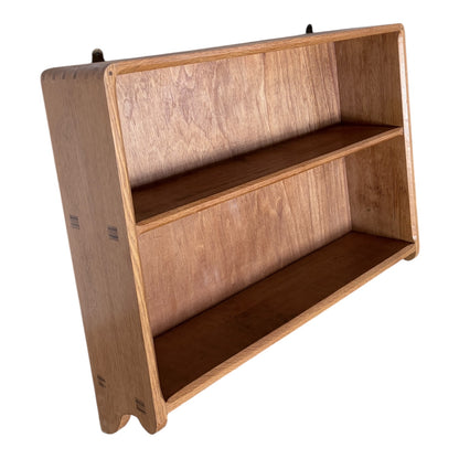 Vintage Tiger Oak & Beech Wall Shelf – Curved Open Display Unit