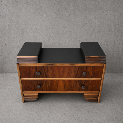 Compact Art Deco Walnut and Oak Chest of Drawers