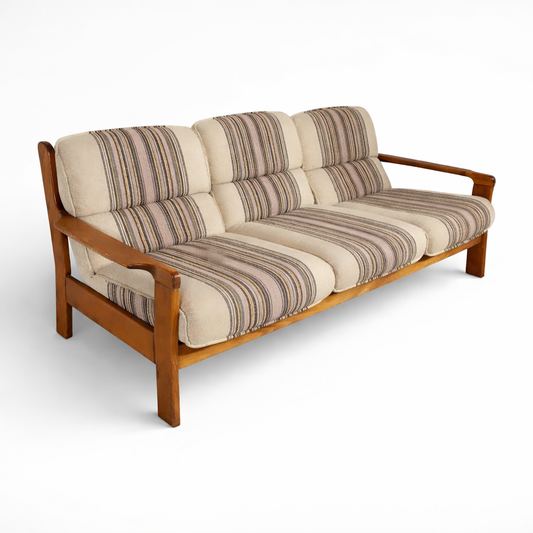 Mid-Century Danish Beech Three-Seater Sofa